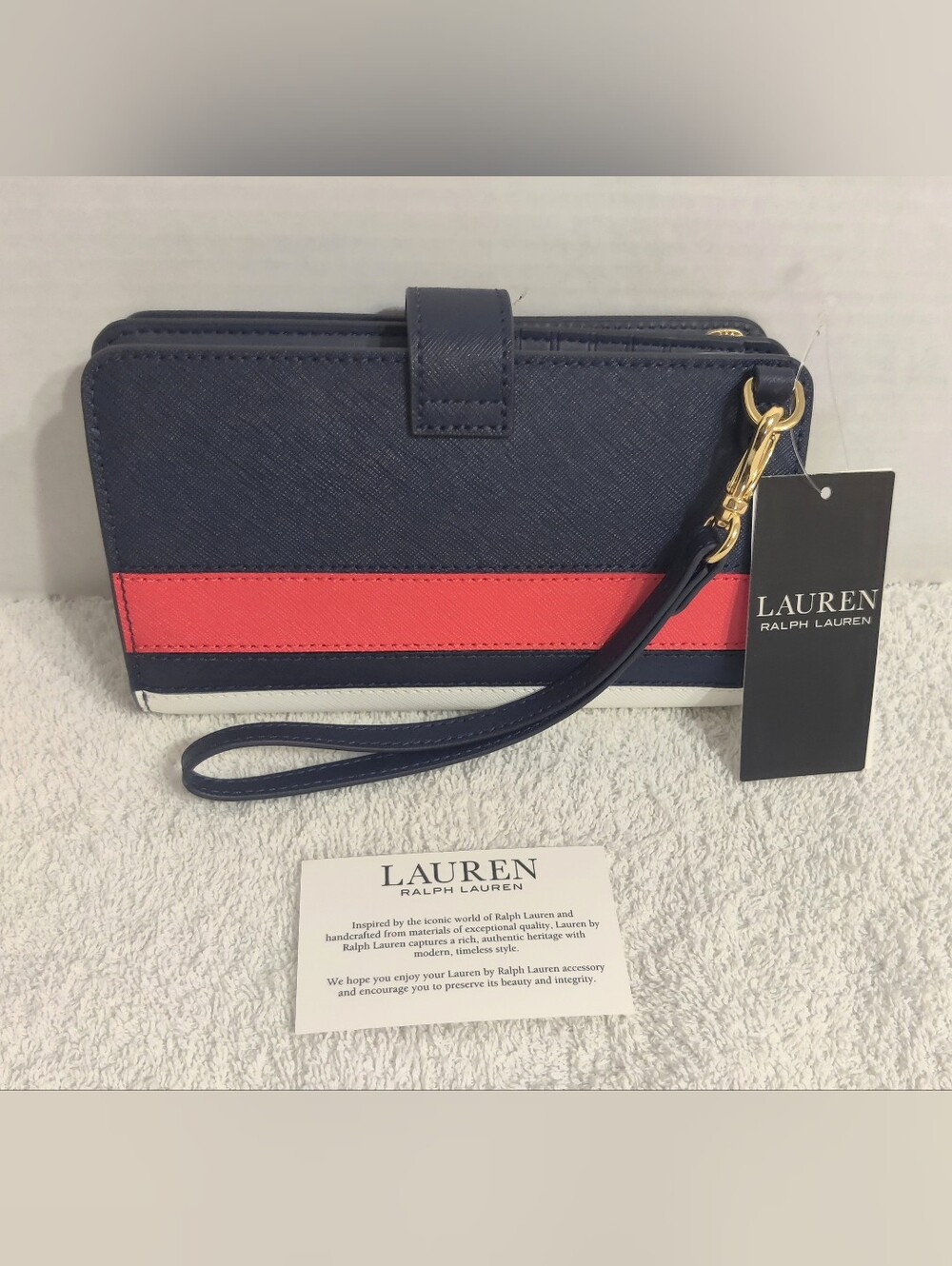 Lauren Ralph Lauren Leather Wristlet Wallet In Navy
